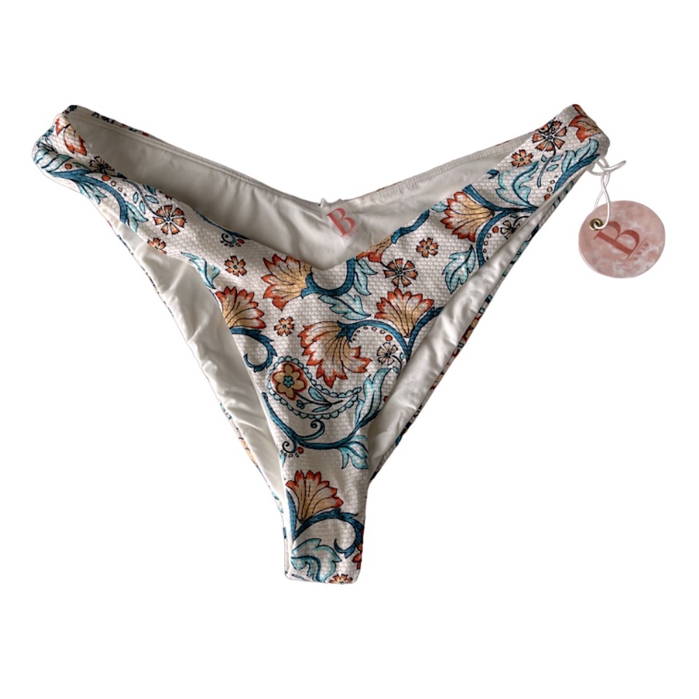 B Swim Valencia V Bottom Reversible White Brazilian Bikini Bottoms